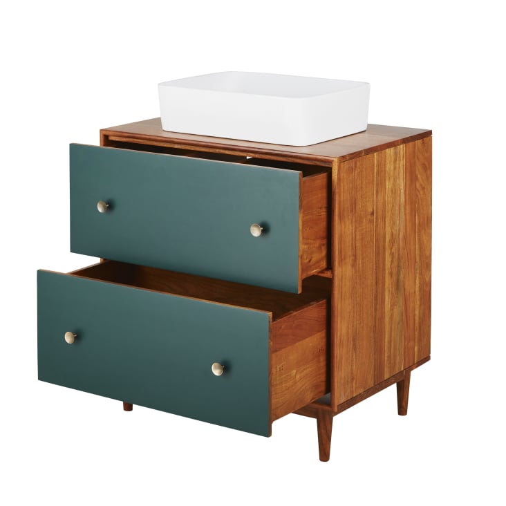 Maisons du Monde Ikat - Mueble de baño con 2 cajones marrón y verde Envío internacional gratuito