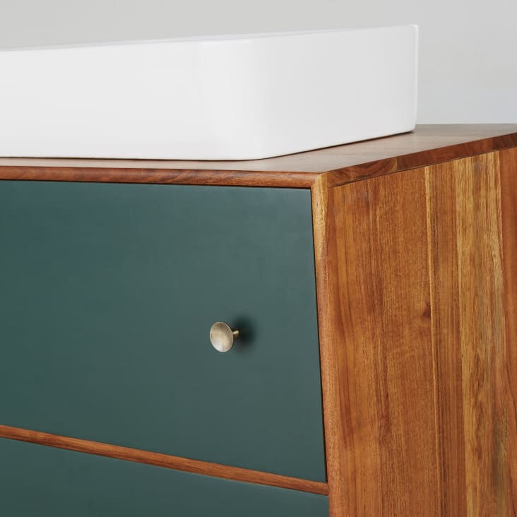 Maisons du Monde Ikat - Mueble de baño con 2 cajones marrón y verde Envío internacional gratuito
