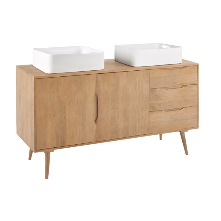 Maisons du Monde Trocadero - Mueble de cuarto de baño de mango macizo con 2 lavabos Ahorra y exporta