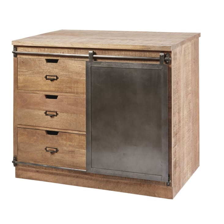 Maisons du Monde Melchior - Mueble bajo de cocina con 3 cajones y 1 puerta de mango macizo Precios de Black Friday