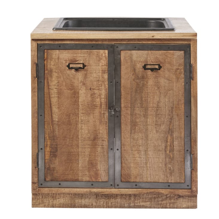 Maisons du Monde Melchior - Mueble bajo de cocina con fregadero con 2 puertas de mango macizo En oferta
