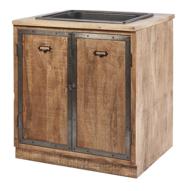 Maisons du Monde Melchior - Mueble bajo de cocina con fregadero con 2 puertas de mango macizo En oferta