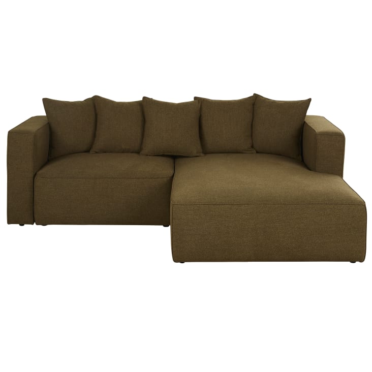 Maisons du Monde Barnaby - Sofá rinconera derecha 3/4 plazas verde caqui Descuentos del mes