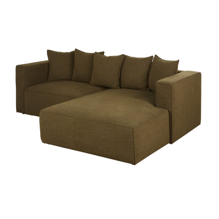 Maisons du Monde Barnaby - Sofá rinconera derecha 3/4 plazas verde caqui Descuentos del mes