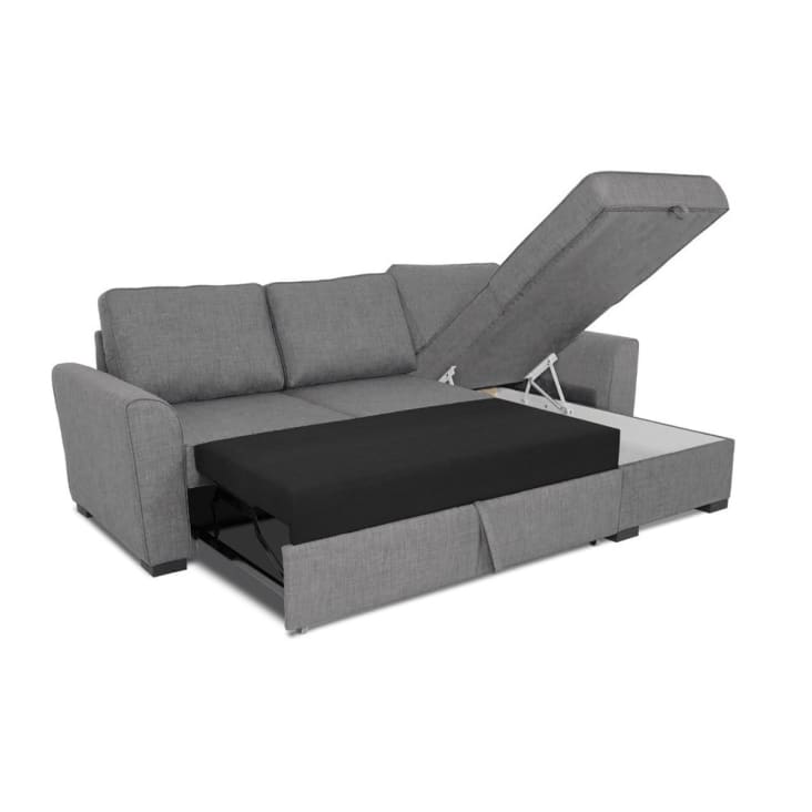 Maisons du Monde Montréal - Sofá rinconera de 3/4 plazas de tela gris Última moda