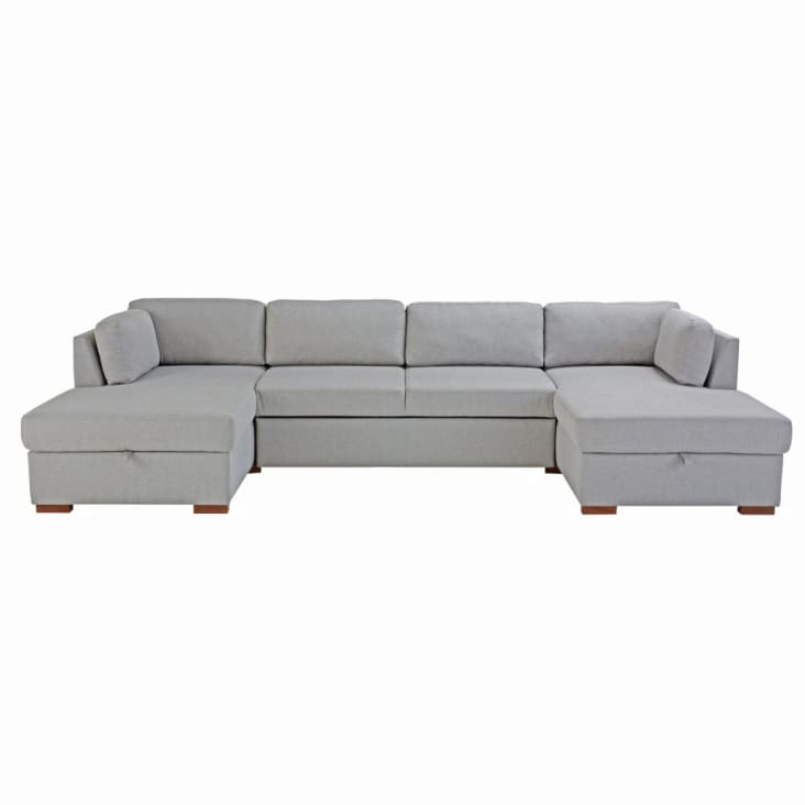 Maisons du Monde Times square - Sofá cama panorámico de 7 plazas gris claro Descuento por venta flash