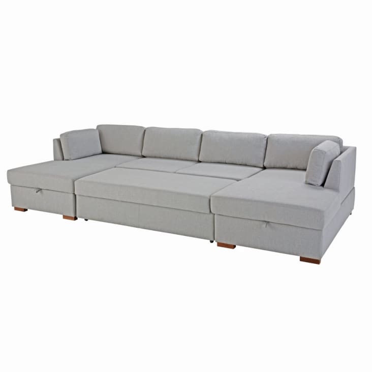 Maisons du Monde Times square - Sofá cama panorámico de 7 plazas gris claro Descuento por venta flash