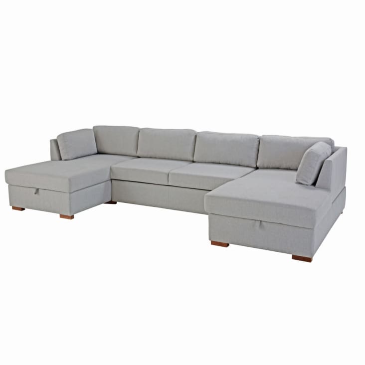 Maisons du Monde Times square - Sofá cama panorámico de 7 plazas gris claro Descuento por venta flash