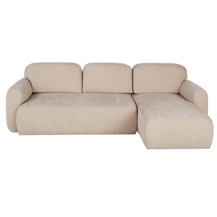 Maisons du Monde Bump - Sofá rinconera de 3/4 plazas de tela reciclada beige Ofertas de temporada