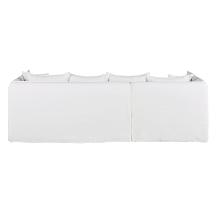 Maisons du Monde Louvain - Sofá rinconera izquierdo de 3/4 plazas de lino arrugado blanco colchón de 10 cm 2025