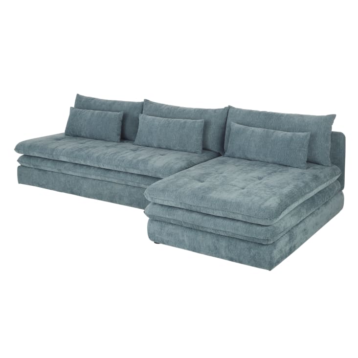 Maisons du Monde Clio - Sofá rinconera de 3/4 plazas de tela reciclada azul En línea