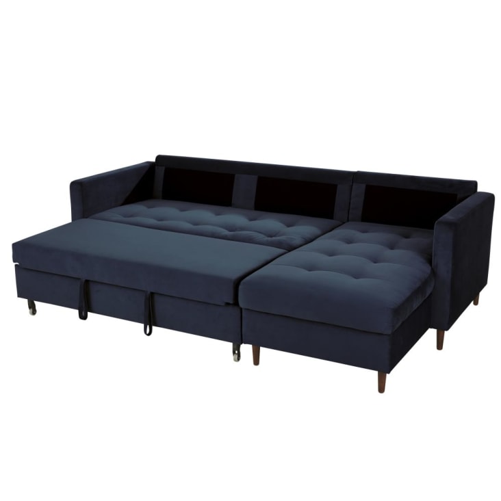 Maisons du Monde Olivia - Sofá rinconera de 4/5 plazas de terciopelo azul oscuro Ofertas