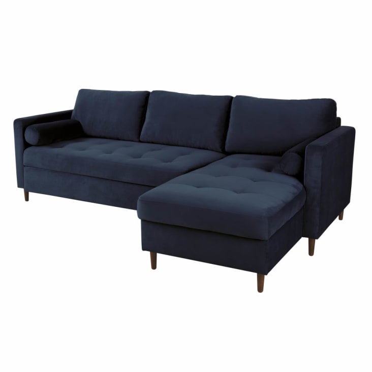 Maisons du Monde Olivia - Sofá rinconera de 4/5 plazas de terciopelo azul oscuro Ofertas