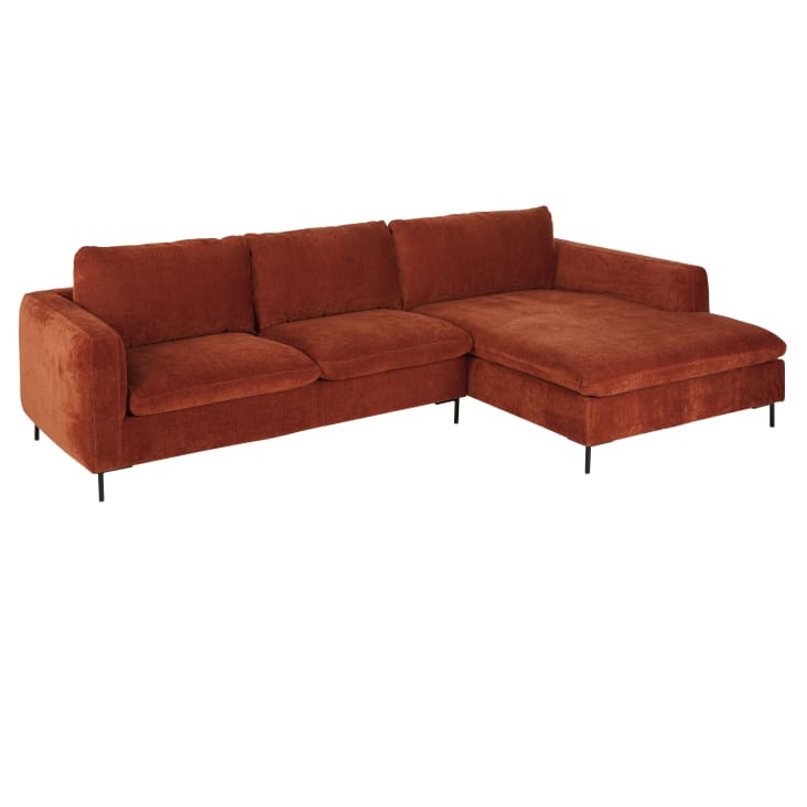 Maisons du Monde City - Sofá esquinero derecha de 4/5 plazas naranja tostado Venta caliente