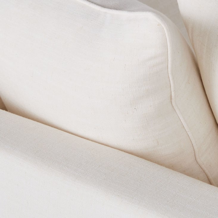 Maisons du Monde Barcelone - Sofá esquinero derecho de 4/5 plazas efecto lino arrugado blanco Gran oferta