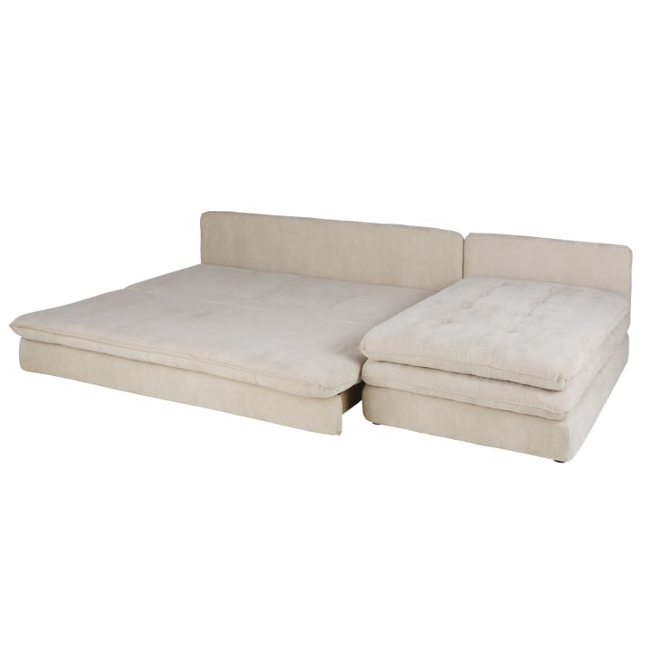 Maisons du Monde Clio - Sofá rinconera de 3/4 plazas de tela reciclada beige Tienda