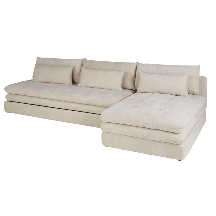 Maisons du Monde Clio - Sofá rinconera de 3/4 plazas de tela reciclada beige Tienda