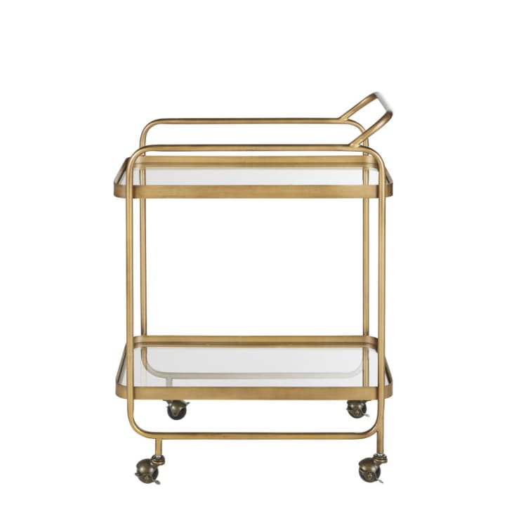 Maisons du Monde SIENNE - Mesa auxiliar de metal dorado y cristal sobre ruedas