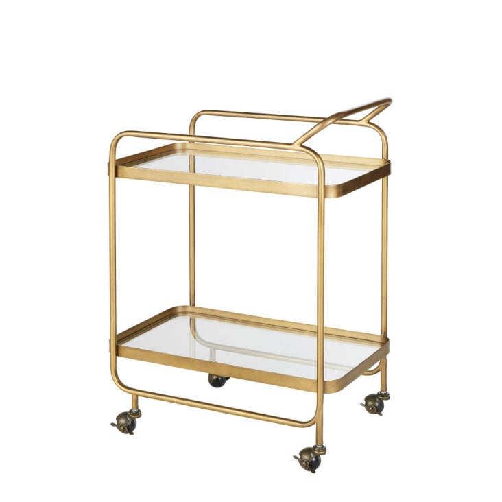 Maisons du Monde SIENNE - Mesa auxiliar de metal dorado y cristal sobre ruedas Rebajas top