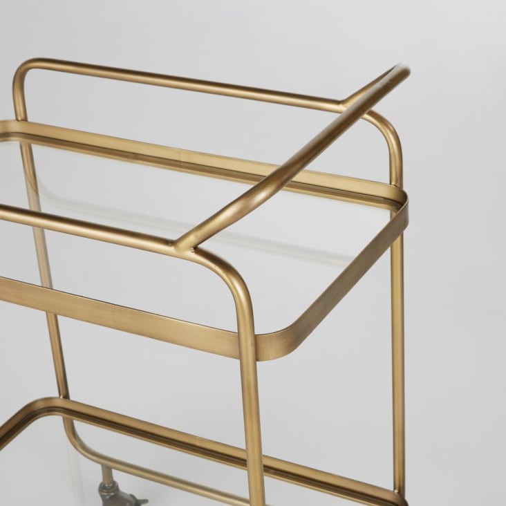 Maisons du Monde SIENNE - Mesa auxiliar de metal dorado y cristal sobre ruedas Rebajas top
