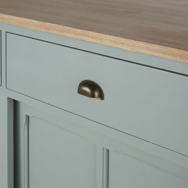Maisons du Monde Beaumont - Isla central de cocina con 2 puertas y 2 cajones en verde y gris Envío gratis