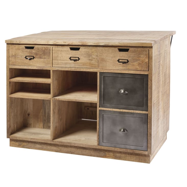 Maisons du Monde Melchior - Isla central de mango macizo y metal gris Envío gratis