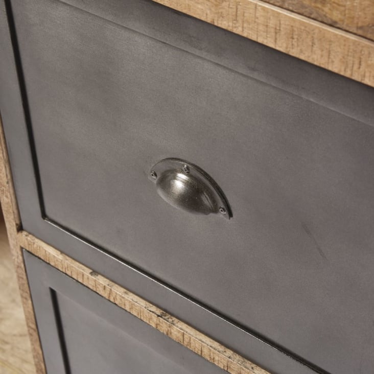 Maisons du Monde Melchior - Isla central de mango macizo y metal gris Envío gratis