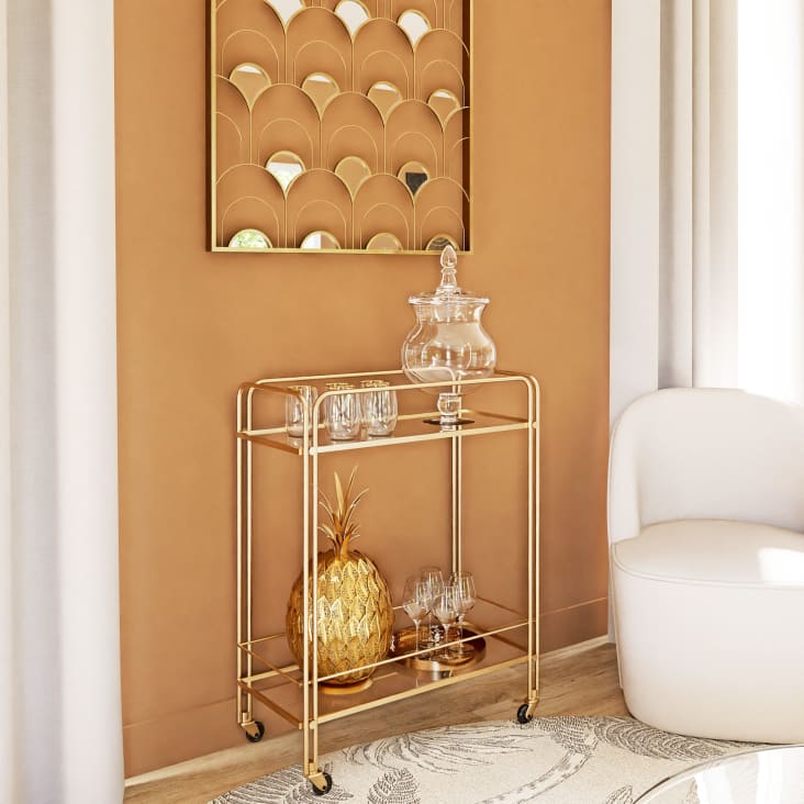Maisons du Monde Mesa auxiliar de cristal transparente y metal dorado Últimos 3 días