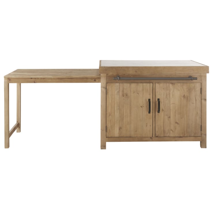 Maisons du Monde Aubagne - Islote de cocina con 2 puertas y 4 cajones de pino reciclado con efecto envejecido COMPRAR AHORA