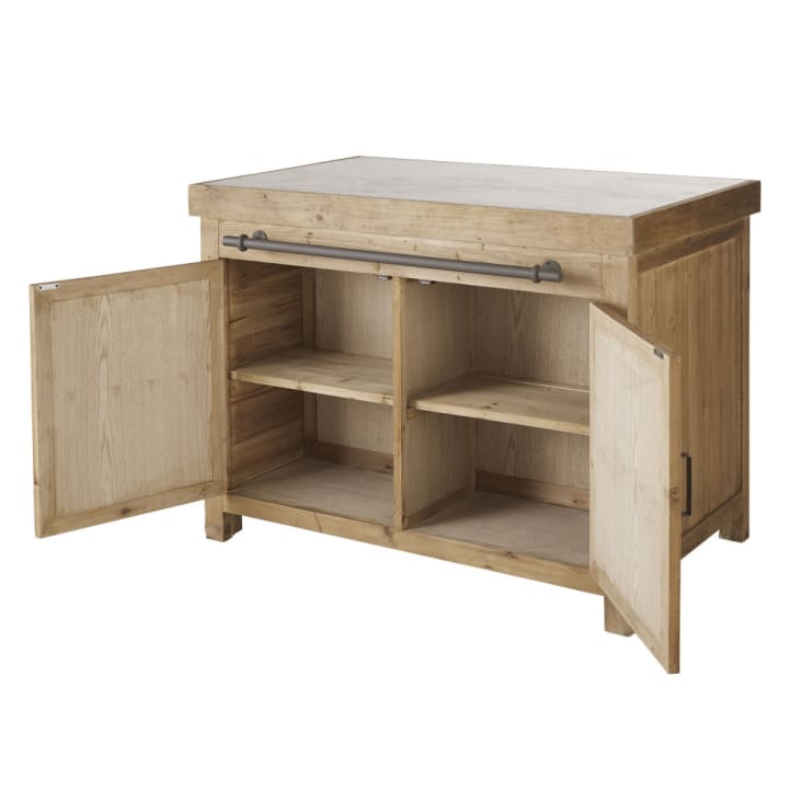 Maisons du Monde Aubagne - Islote de cocina con 2 puertas y 4 cajones de pino reciclado con efecto envejecido COMPRAR AHORA