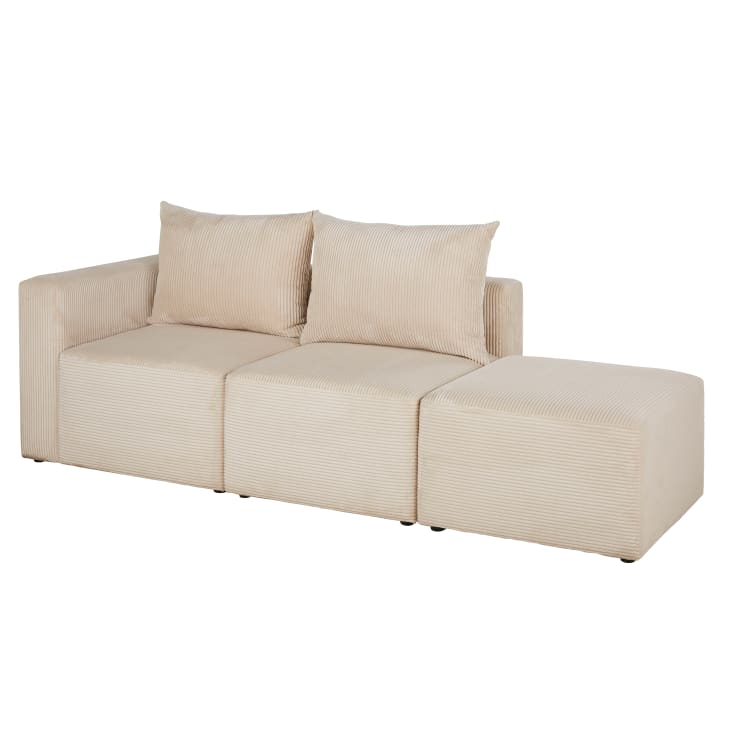Maisons du Monde Jill - Sofá de 2/3 plazas de pana beige Precio de fábrica