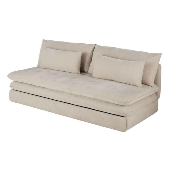Maisons du Monde Clio - Sofá cama de 2/3 plazas de tela reciclada en beige Solo hoy