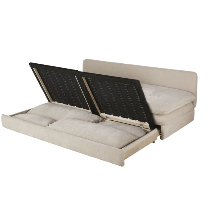 Maisons du Monde Clio - Sofá cama de 2/3 plazas de tela reciclada en beige Solo hoy