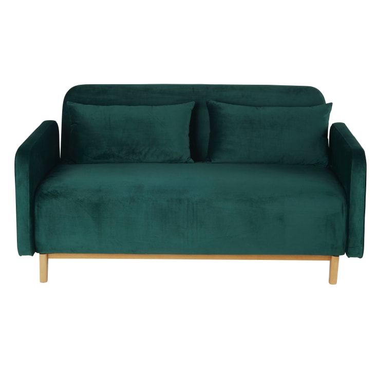 Maisons du Monde Nia - Sofá cama de 2/3 plazas de terciopelo verde