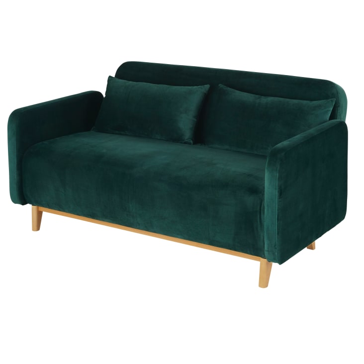 Maisons du Monde Nia - Sofá cama de 2/3 plazas de terciopelo verde Superdescuento