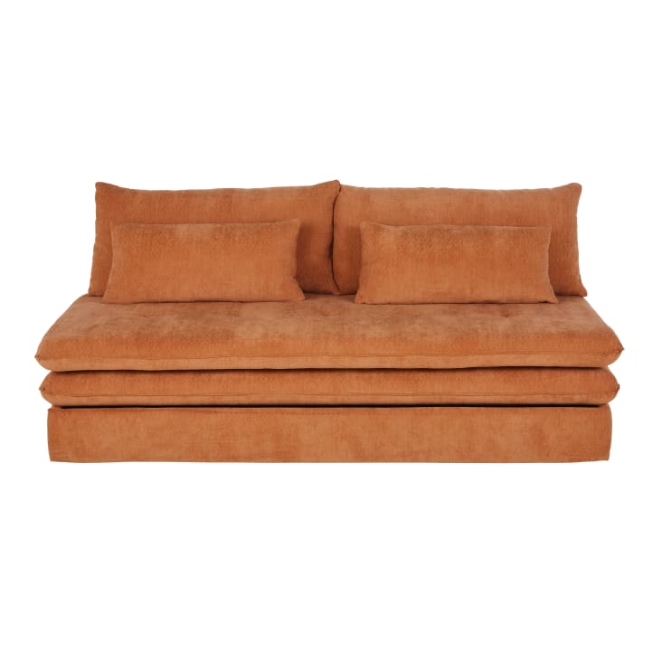 Maisons du Monde Clio - Sofá cama de 3 plazas de tela reciclada color teja