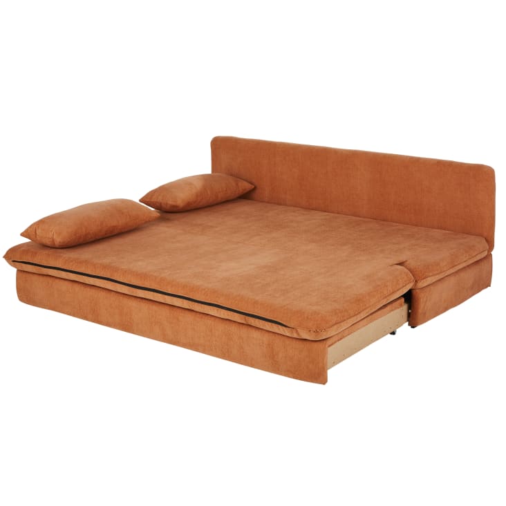 Maisons du Monde Clio - Sofá cama de 3 plazas de tela reciclada color teja Limitado a 3 días