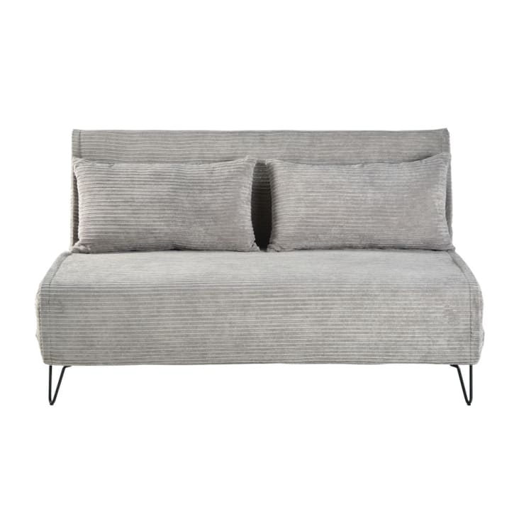 Maisons du Monde Nio - Sofá cama de 2 plazas de terciopelo gris claro Ahorra y exporta