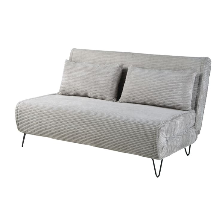 Maisons du Monde Nio - Sofá cama de 2 plazas de terciopelo gris claro Ahorra y exporta