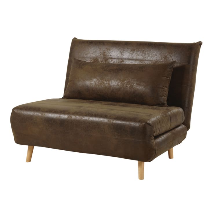 Maisons du Monde Nio - Sofá cama de 1 plaza de ante marrón