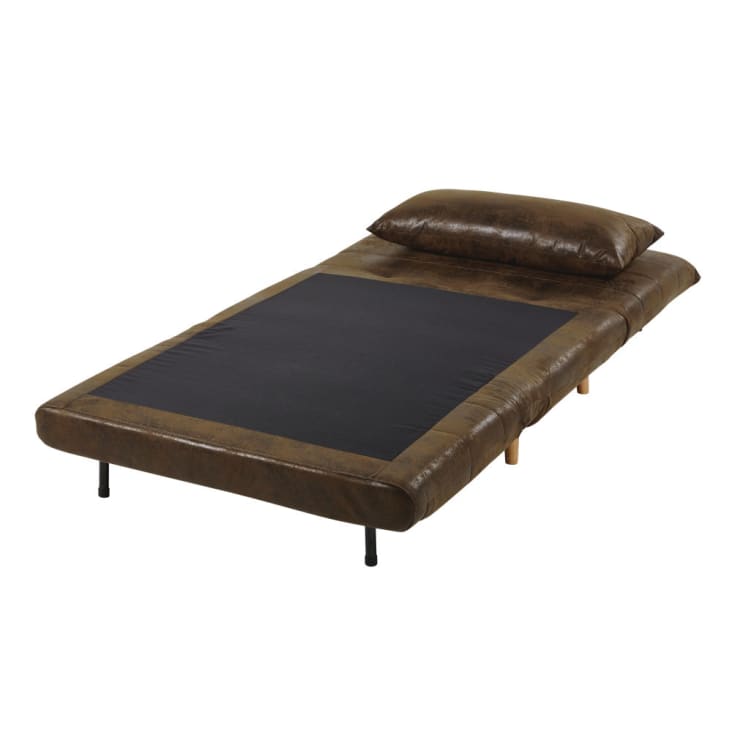 Maisons du Monde Nio - Sofá cama de 1 plaza de ante marrón Libre de impuestos