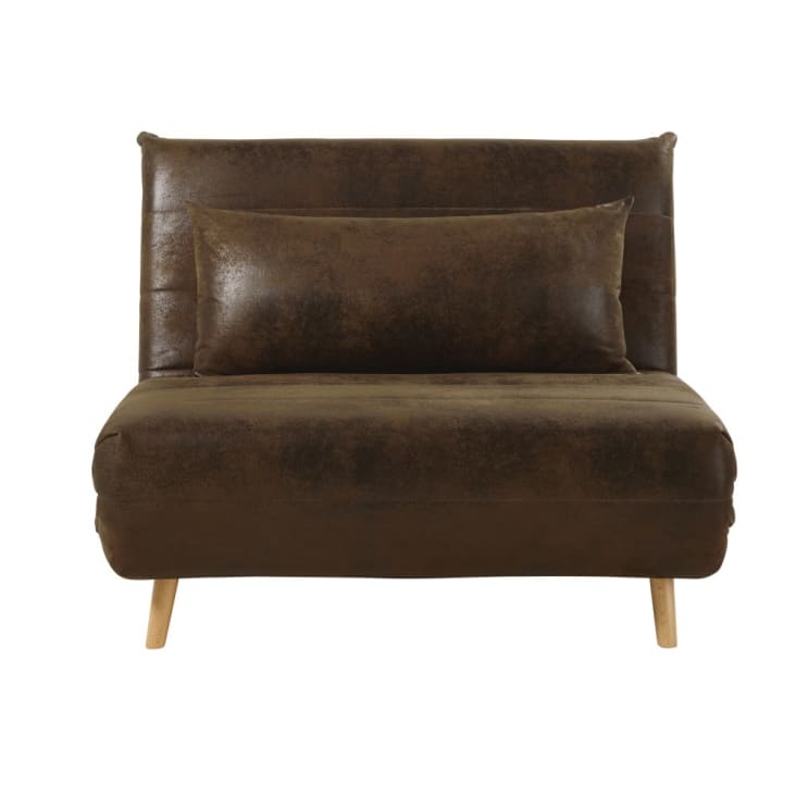 Maisons du Monde Nio - Sofá cama de 1 plaza de ante marrón Libre de impuestos
