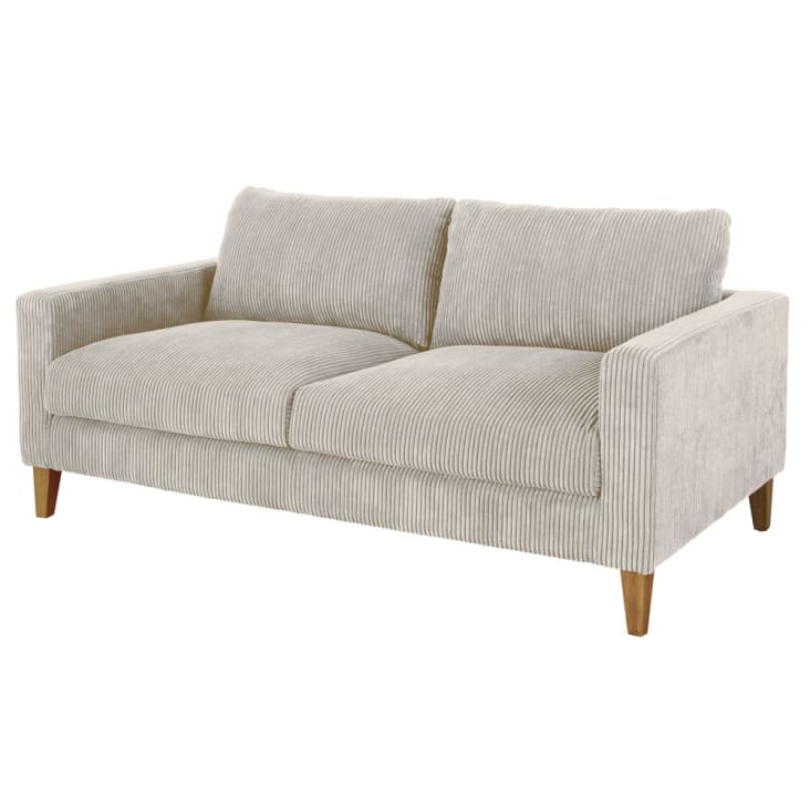Maisons du Monde Holden - Sofá cama de 3 plazas de pana gris claro Oferta exclusiva