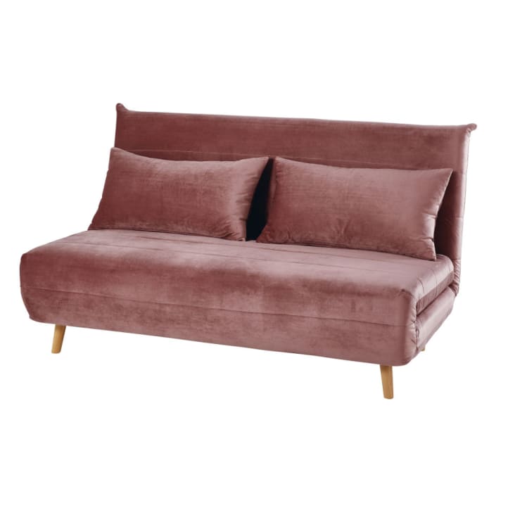 Maisons du Monde Nio - Sofá cama de 2 plazas de terciopelo rosa viejo Última moda