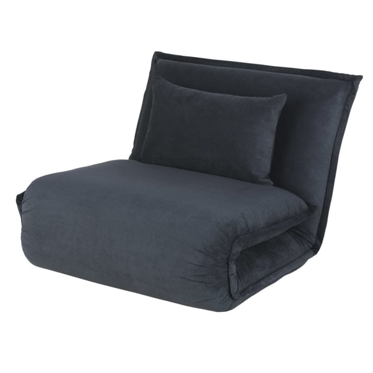 Maisons du Monde Hallen - Sofá clic-clac de 1 plaza de terciopelo acanalado en gris antracita Descuento por venta flash