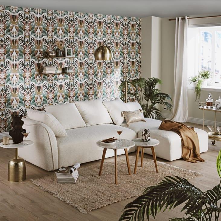 Maisons du Monde Flake - Chaise longue izquierda de sofá modulable tela crudo tipo lana rizada 2025