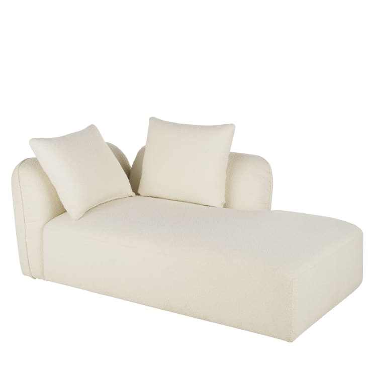 Maisons du Monde Flake - Chaise longue derecha de sofá modulable tela en crudo tipo lana rizada En oferta