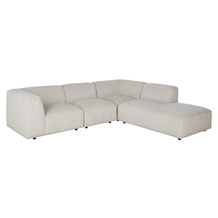 Maisons du Monde Buddy - Reposabrazos izquierdo para sofá modulable de terciopelo acanalado beige Tienda