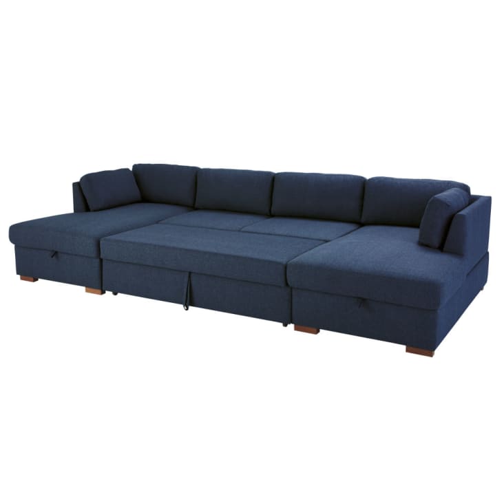 Maisons du Monde Times square - Sofá esquinero de 6 plazas azul oscuro Rebajas online