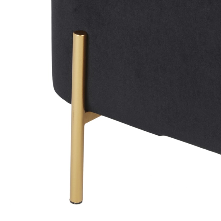 Maisons du Monde Chris - Banco bául de terciopelo negro y metal dorado Oferta especial